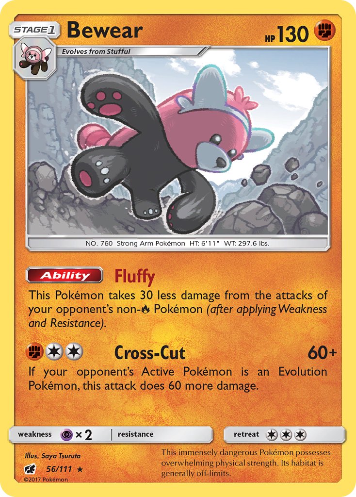 Bewear (56/111) (Prerelease Kit Exclusive) (Theme Deck Exclusive) [Sun & Moon: Crimson Invasion] | Dragon's Lair Comics and Fantasy Houston TX