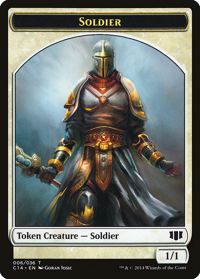 Soldier // Spirit Double-Sided Token [Commander 2014 Tokens] | Dragon's Lair Comics and Fantasy Houston TX