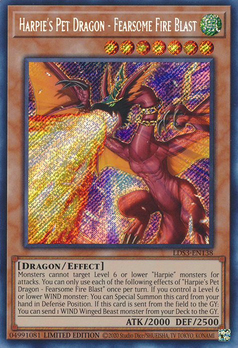 Harpie's Pet Dragon - Fearsome Fire Blast [LDS3-EN138] Secret Rare | Dragon's Lair Comics and Fantasy Houston TX