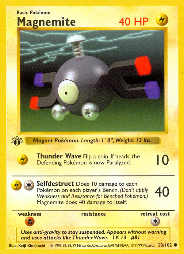 Magnemite (53/102) (Shadowless) [Base Set 1st Edition] | Dragon's Lair Comics and Fantasy Houston TX