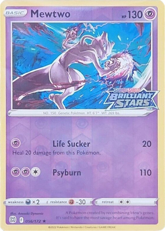 Mewtwo (056/172) (Brilliant Stars Stamped) [Sword & Shield: Brilliant Stars] | Dragon's Lair Comics and Fantasy Houston TX