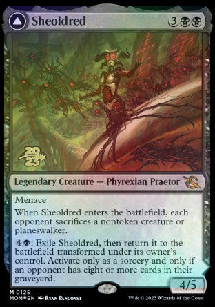 Sheoldred // The True Scriptures [March of the Machine Prerelease Promos] | Dragon's Lair Comics and Fantasy Houston TX