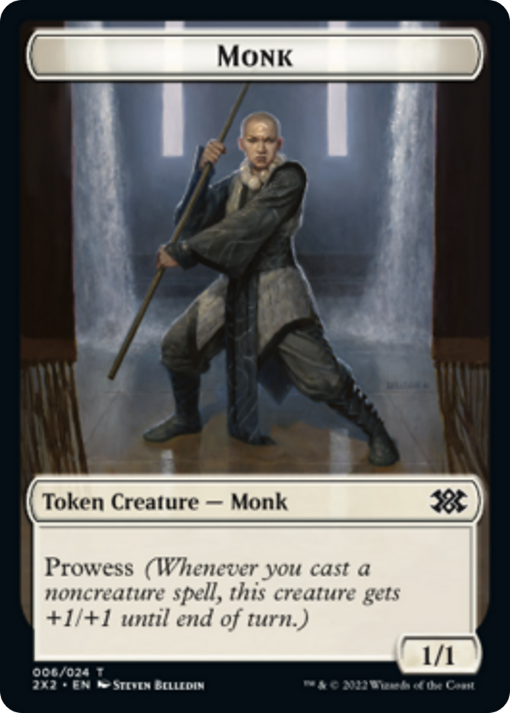 Cat Dragon // Monk Double-Sided Token [Double Masters 2022 Tokens] | Dragon's Lair Comics and Fantasy Houston TX