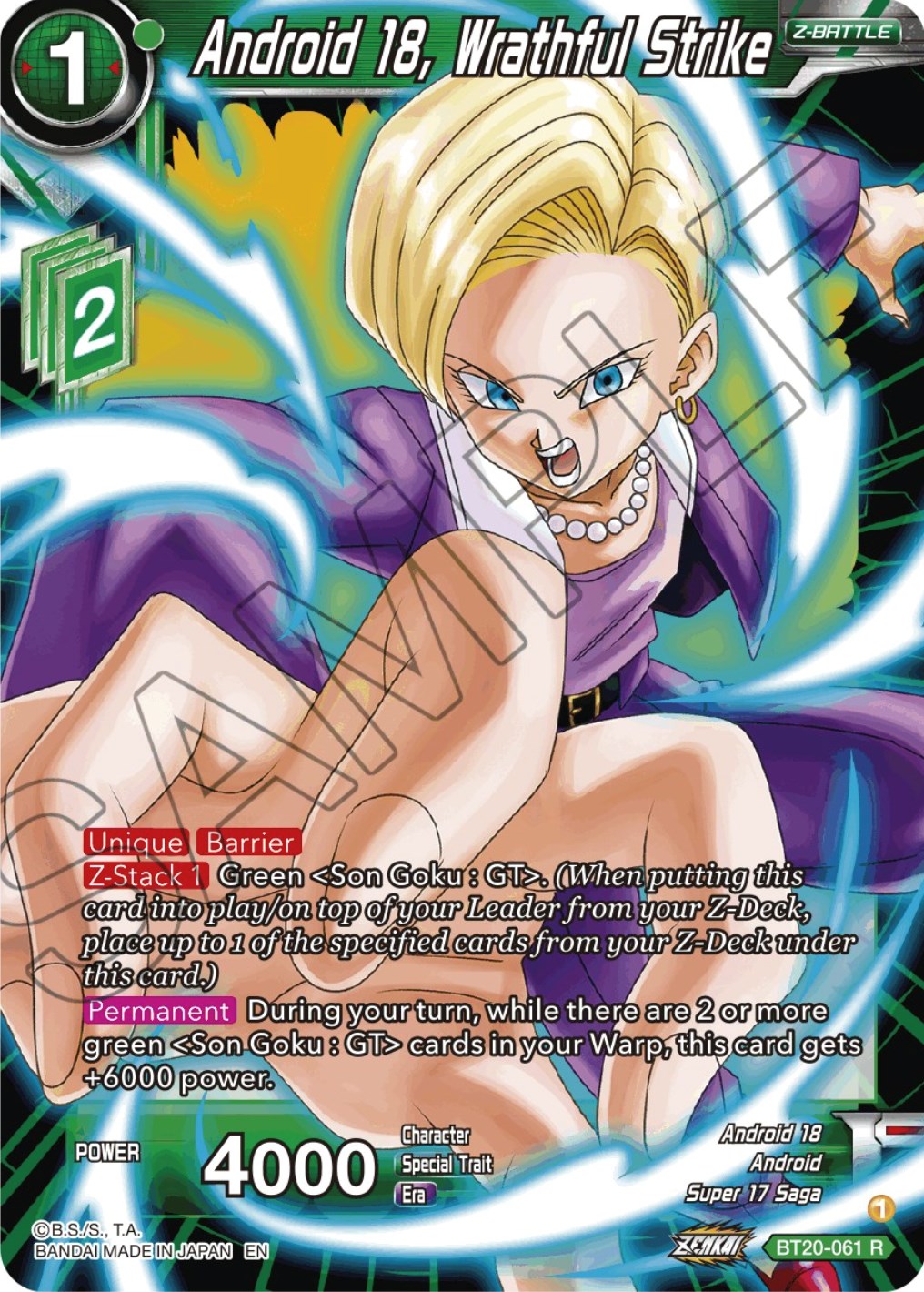 Android 18, Wrathful Strike (BT20-061) [Power Absorbed] | Dragon's Lair Comics and Fantasy Houston TX