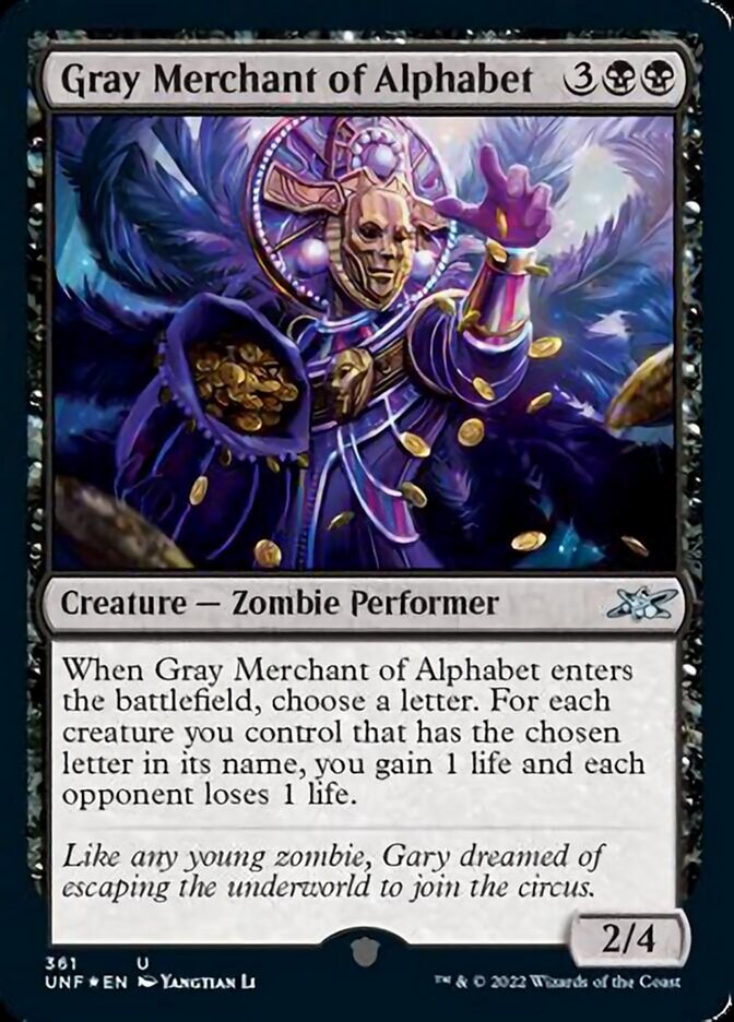 Gray Merchant of Alphabet (Galaxy Foil) [Unfinity] | Dragon's Lair Comics and Fantasy Houston TX