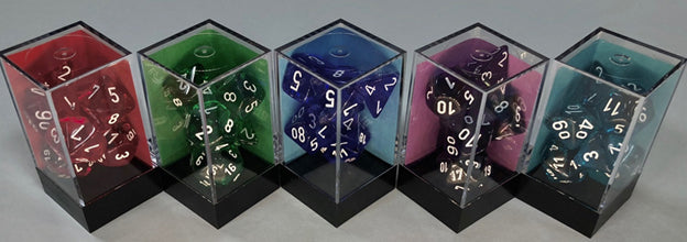 Chessex Translucent Poly Blue/White Poly 7 Set Revised | Dragon's Lair Comics and Fantasy Houston TX