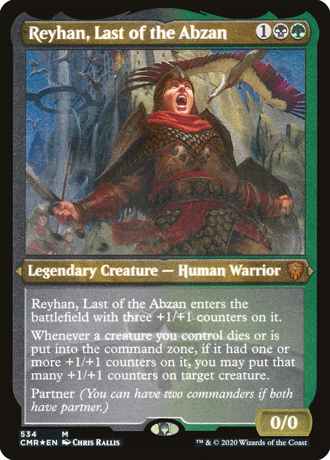 Reyhan, Last of the Abzan (Etched) [Commander Legends] | Dragon's Lair Comics and Fantasy Houston TX