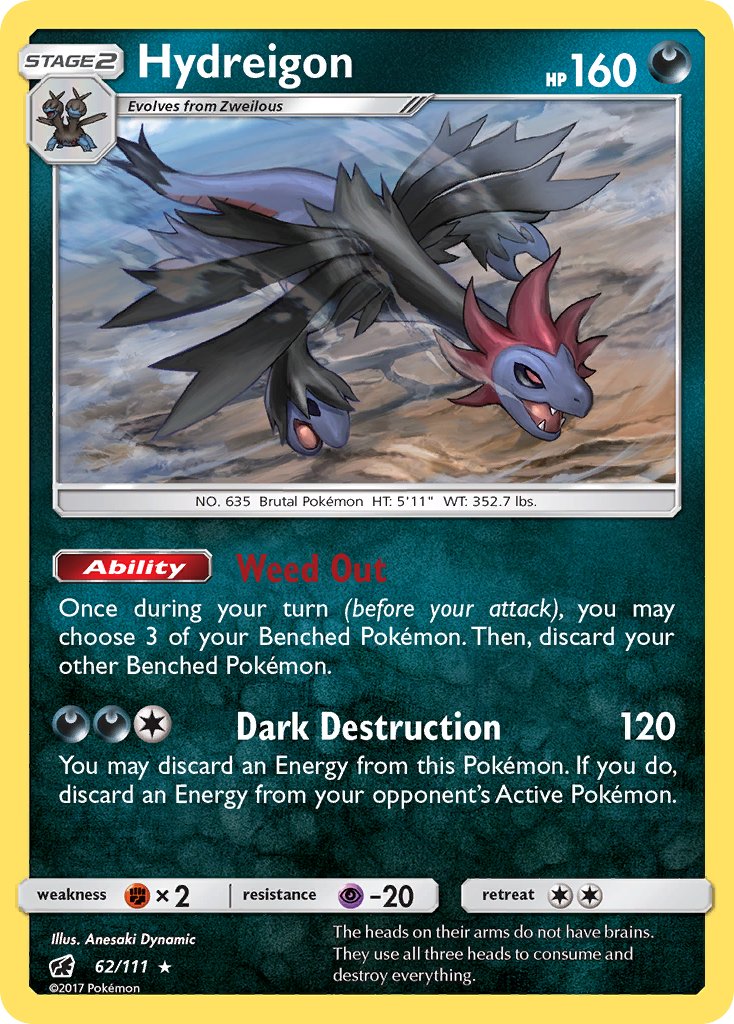 Hydreigon (62/111) (Cracked Ice Holo) (Theme Deck Exclusive) [Sun & Moon: Crimson Invasion] | Dragon's Lair Comics and Fantasy Houston TX