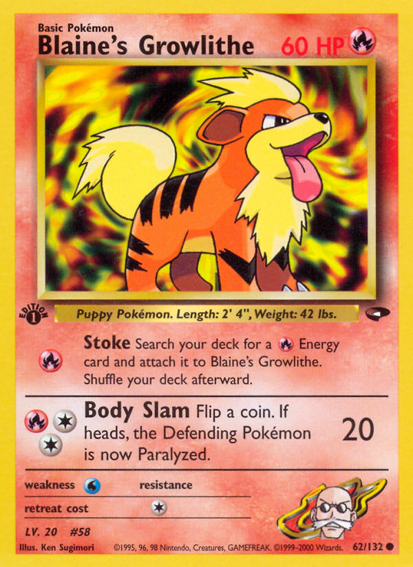 Blaine's Growlithe (62/132) [Gym Challenge 1st Edition] | Dragon's Lair Comics and Fantasy Houston TX