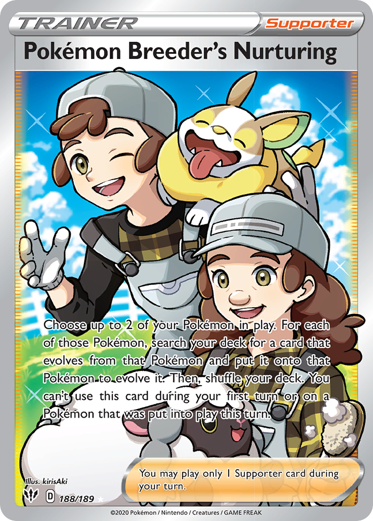 Pokemon Breeder's Nurturing (188/189) [Sword & Shield: Darkness Ablaze] | Dragon's Lair Comics and Fantasy Houston TX