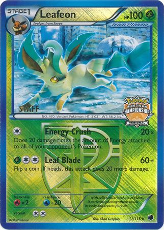 Leafeon (11/116) (Regional Championship Promo Staff) [Black & White: Plasma Freeze] | Dragon's Lair Comics and Fantasy Houston TX