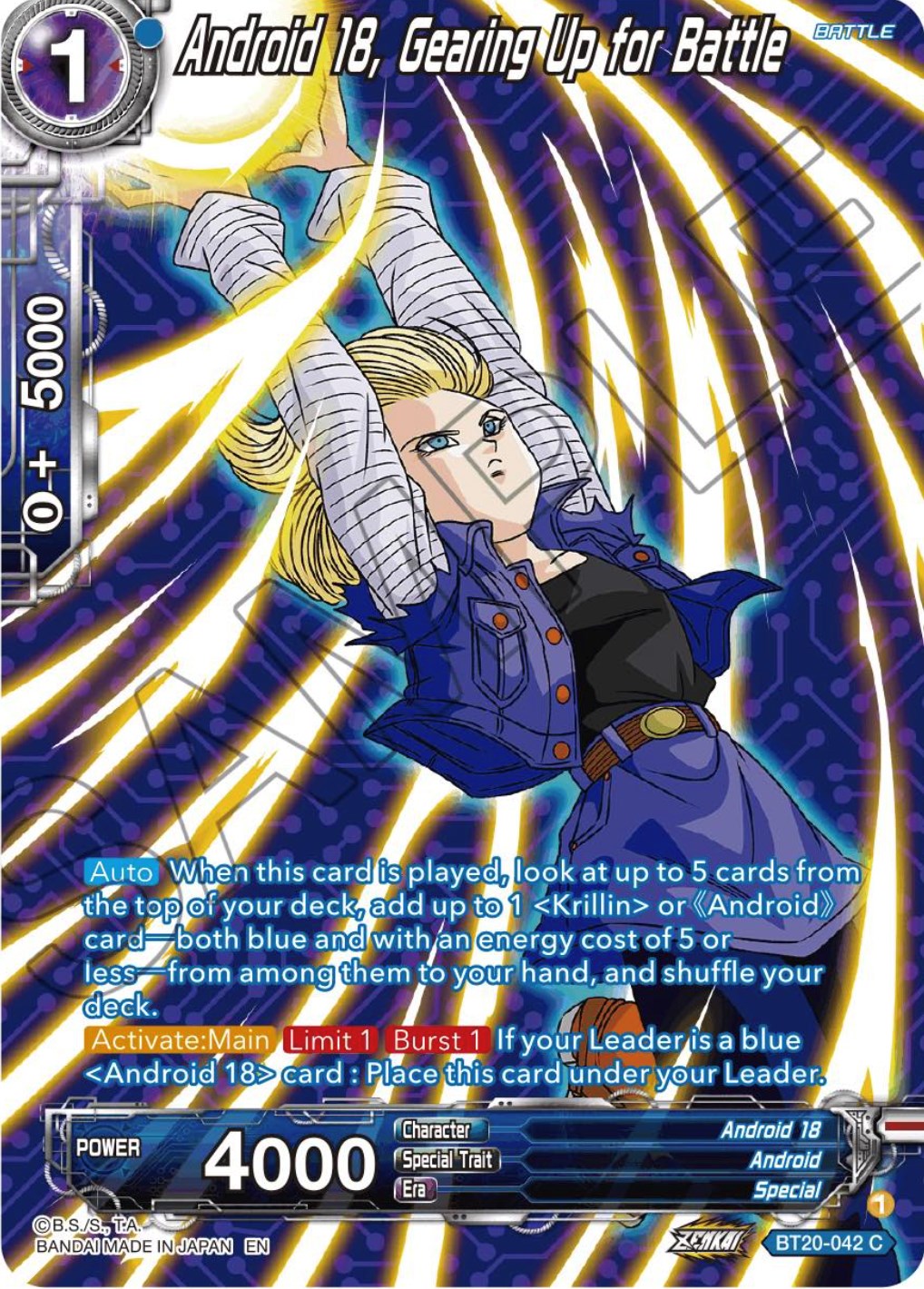 Android 18, Gearing Up for Battle (Silver Foil) (BT20-042) [Power Absorbed] | Dragon's Lair Comics and Fantasy Houston TX