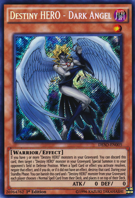 Destiny HERO - Dark Angel [DESO-EN005] Secret Rare | Dragon's Lair Comics and Fantasy Houston TX