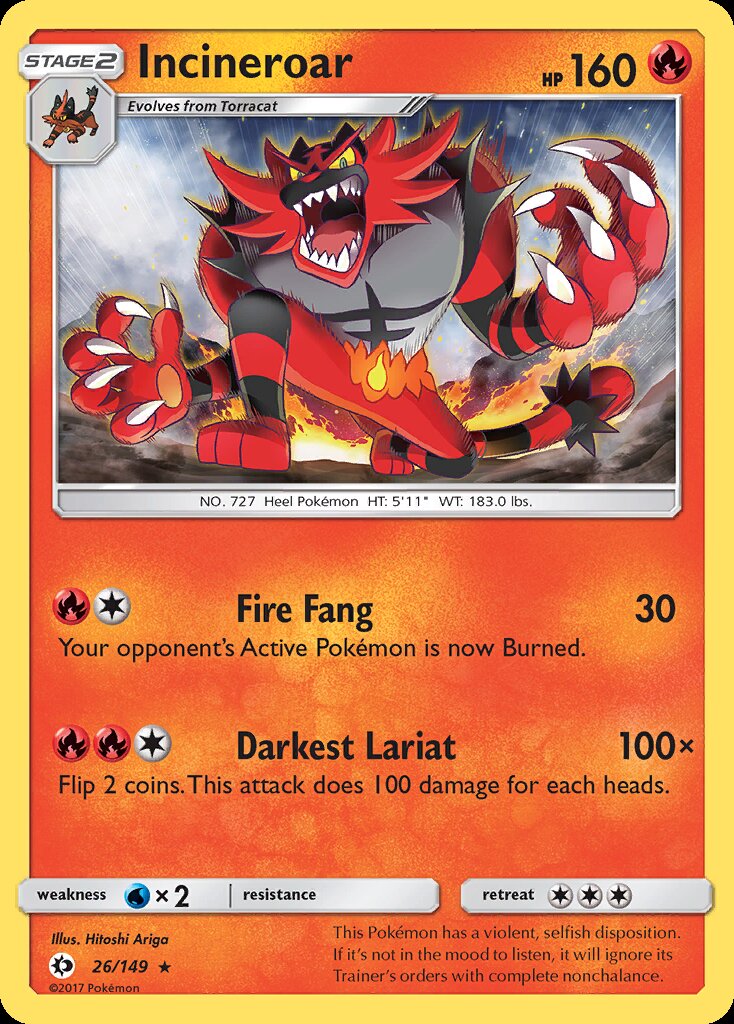 Incineroar (26/149) (Theme Deck Exclusive) [Sun & Moon: Base Set] | Dragon's Lair Comics and Fantasy Houston TX