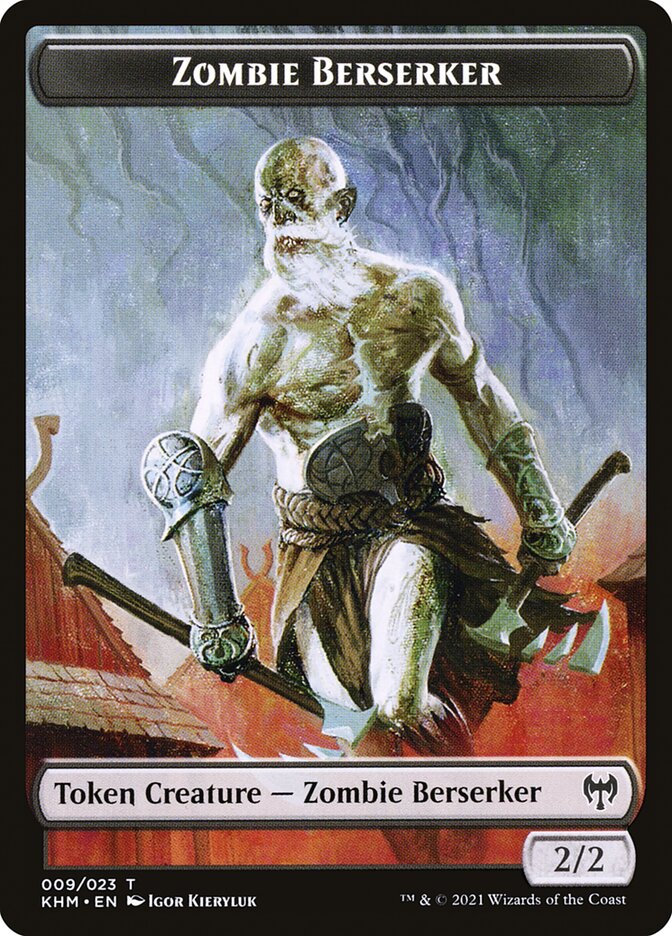 Elf Warrior // Zombie Berserker Double-Sided Token [Kaldheim Tokens] | Dragon's Lair Comics and Fantasy Houston TX