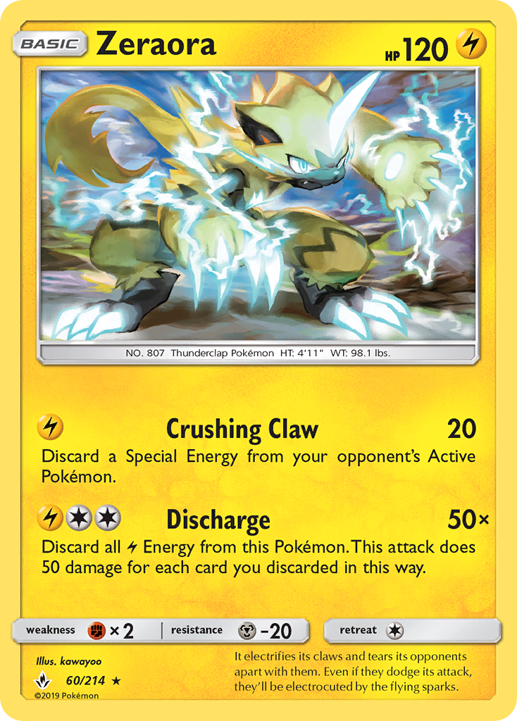 Zeraora (60/214) [Sun & Moon: Unbroken Bonds] | Dragon's Lair Comics and Fantasy Houston TX