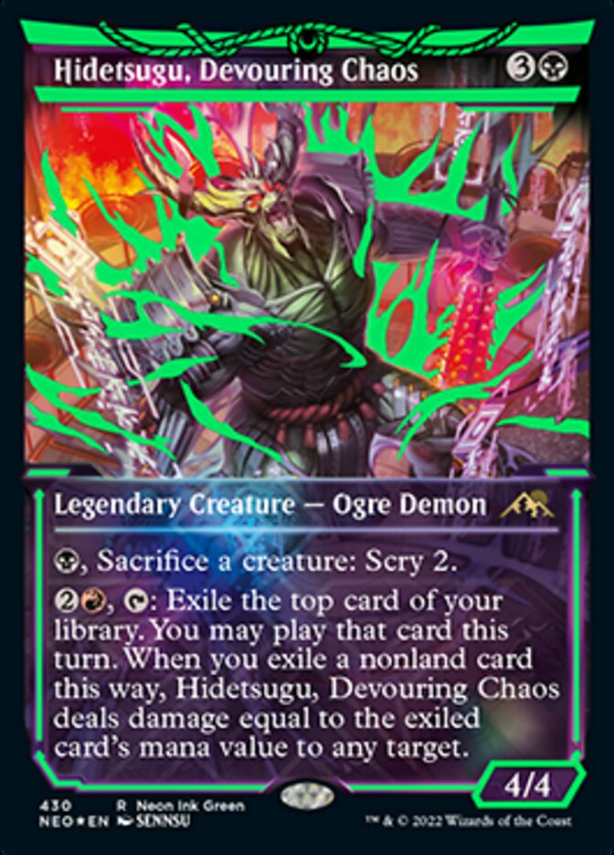 Hidetsugu, Devouring Chaos (Neon Ink Green) [Kamigawa: Neon Dynasty] | Dragon's Lair Comics and Fantasy Houston TX