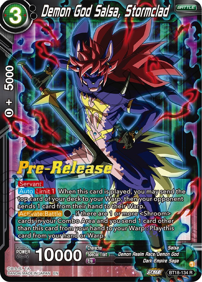 Demon God Salsa, Stormclad (BT18-134) [Dawn of the Z-Legends Prerelease Promos] | Dragon's Lair Comics and Fantasy Houston TX