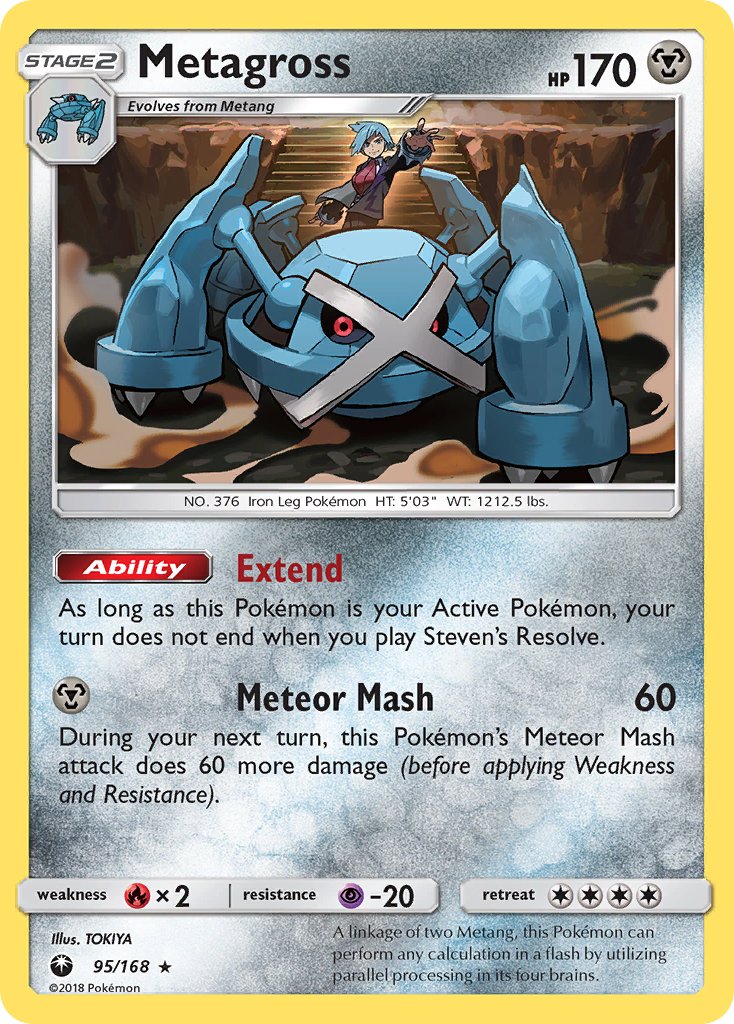 Metagross (95/168) (Prerelease Kit Exclusive) (Theme Deck Exclusive) [Sun & Moon: Celestial Storm] | Dragon's Lair Comics and Fantasy Houston TX