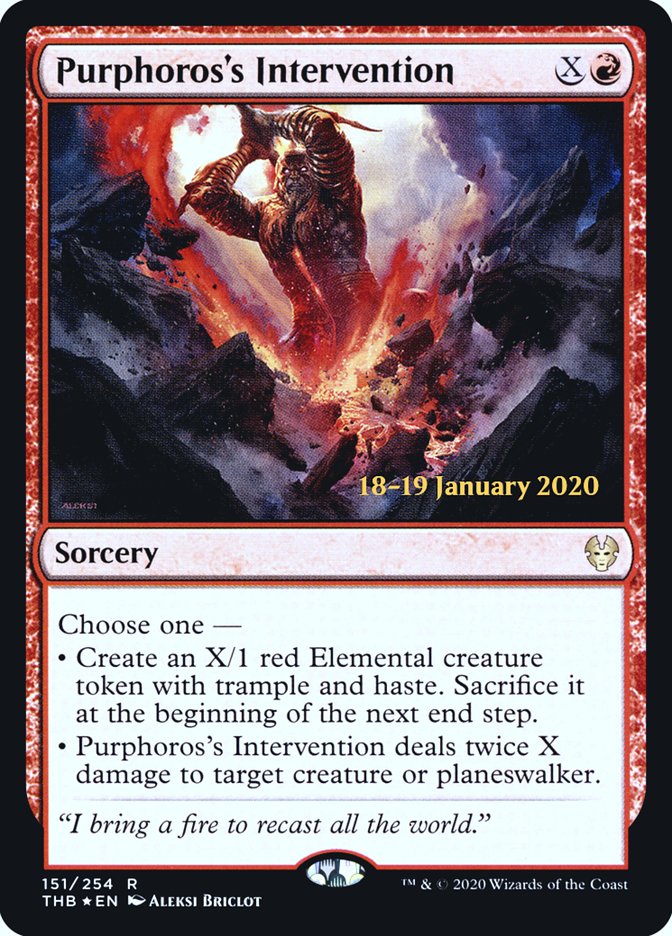 Purphoros's Intervention [Theros Beyond Death Prerelease Promos] | Dragon's Lair Comics and Fantasy Houston TX