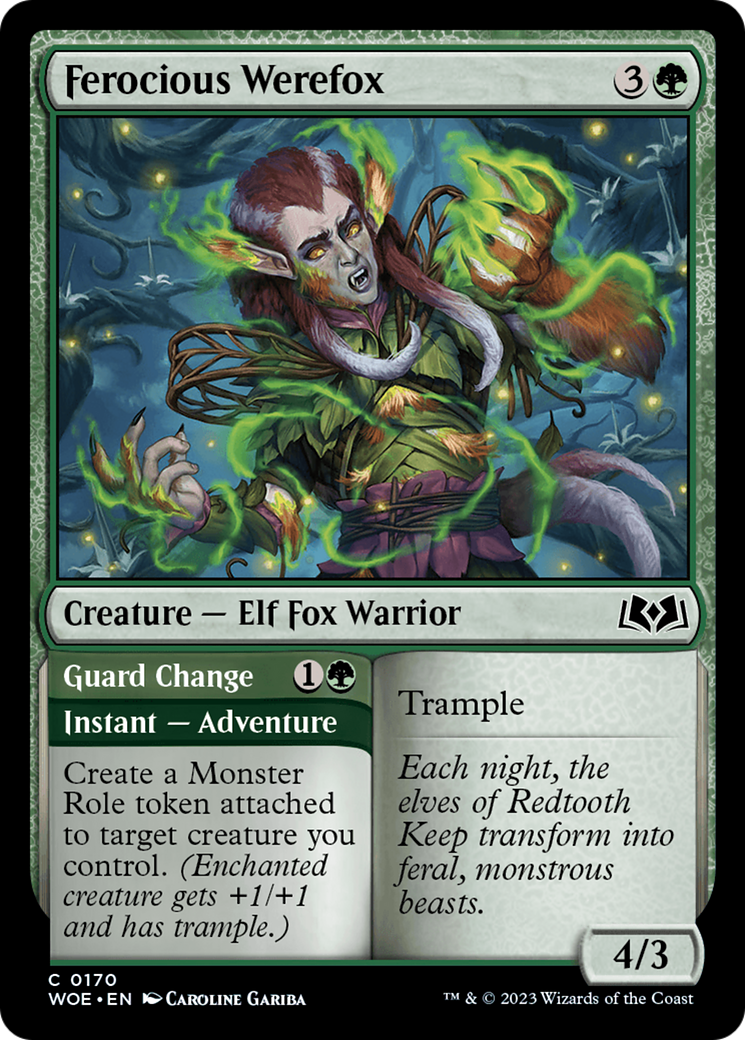 Ferocious Werefox // Guard Change [Wilds of Eldraine] | Dragon's Lair Comics and Fantasy Houston TX
