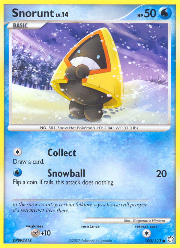 Snorunt (100/123) [Diamond & Pearl: Mysterious Treasures] | Dragon's Lair Comics and Fantasy Houston TX