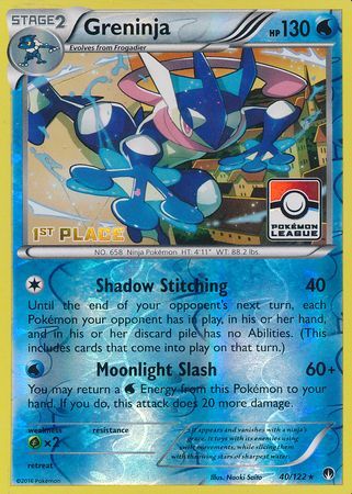 Greninja (40/122) (League Promo 1st Place) [XY: BREAKpoint] | Dragon's Lair Comics and Fantasy Houston TX