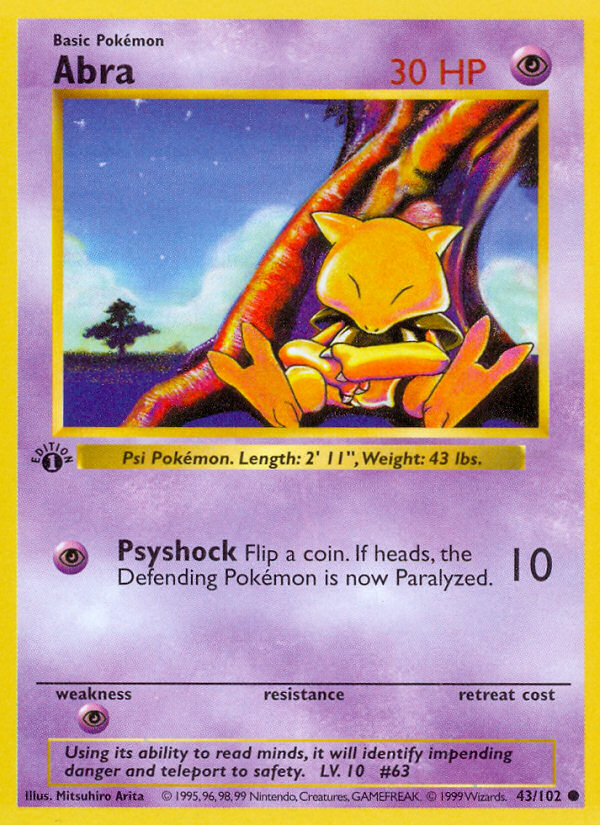 Abra (43/102) (Shadowless) [Base Set 1st Edition] | Dragon's Lair Comics and Fantasy Houston TX