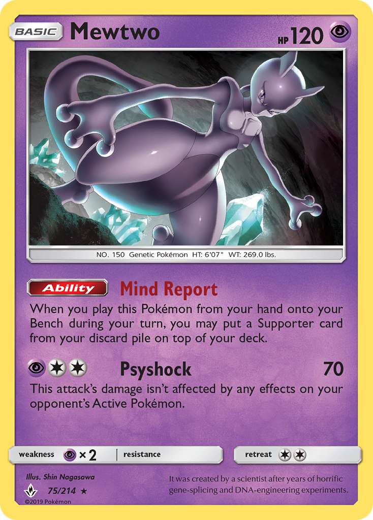 Mewtwo (75/214) (Cosmos Holo) [Sun & Moon: Unbroken Bonds] | Dragon's Lair Comics and Fantasy Houston TX