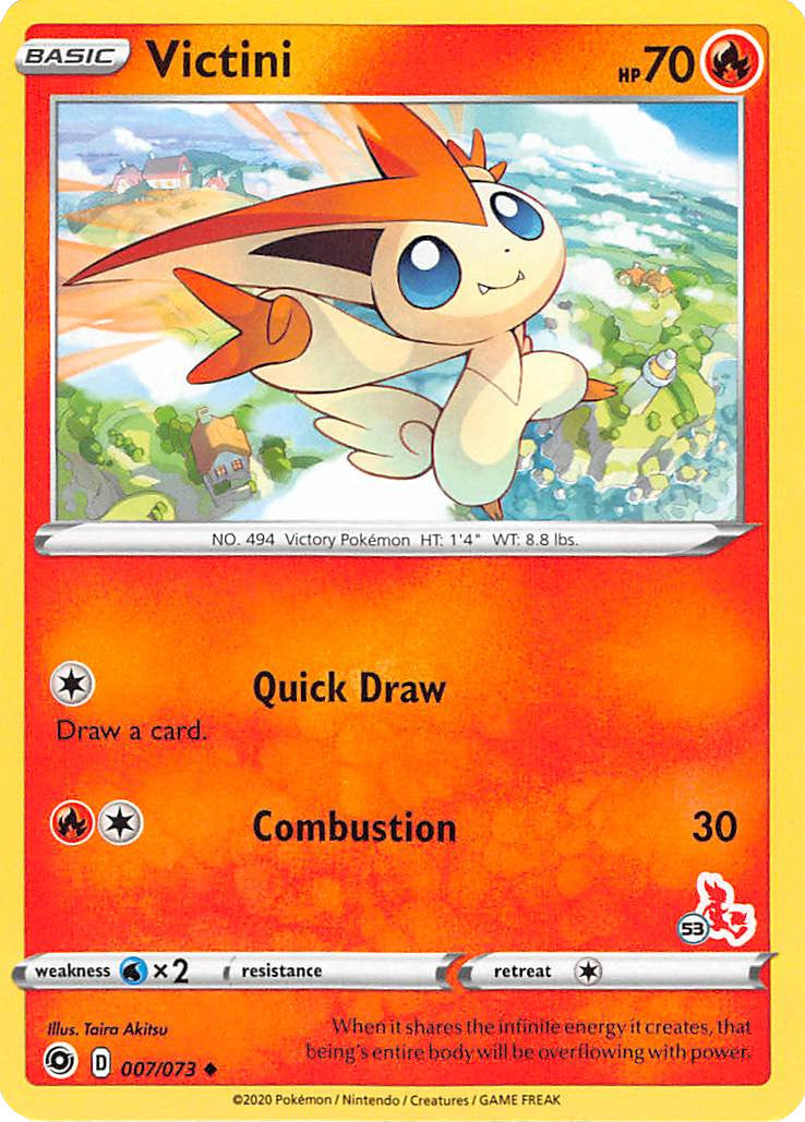 Victini (007/073) (Cinderace Stamp #53) [Battle Academy 2022] | Dragon's Lair Comics and Fantasy Houston TX