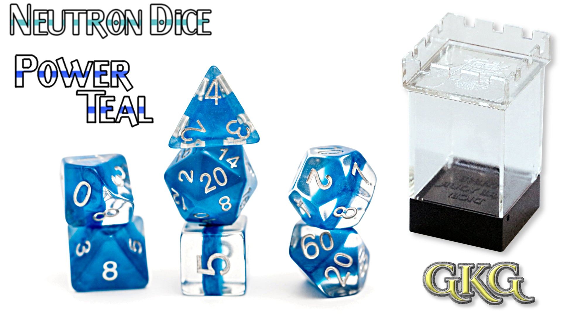 Neutron Dice: Power Teal (7 Polyhedral Dice Set) | Odin's Place