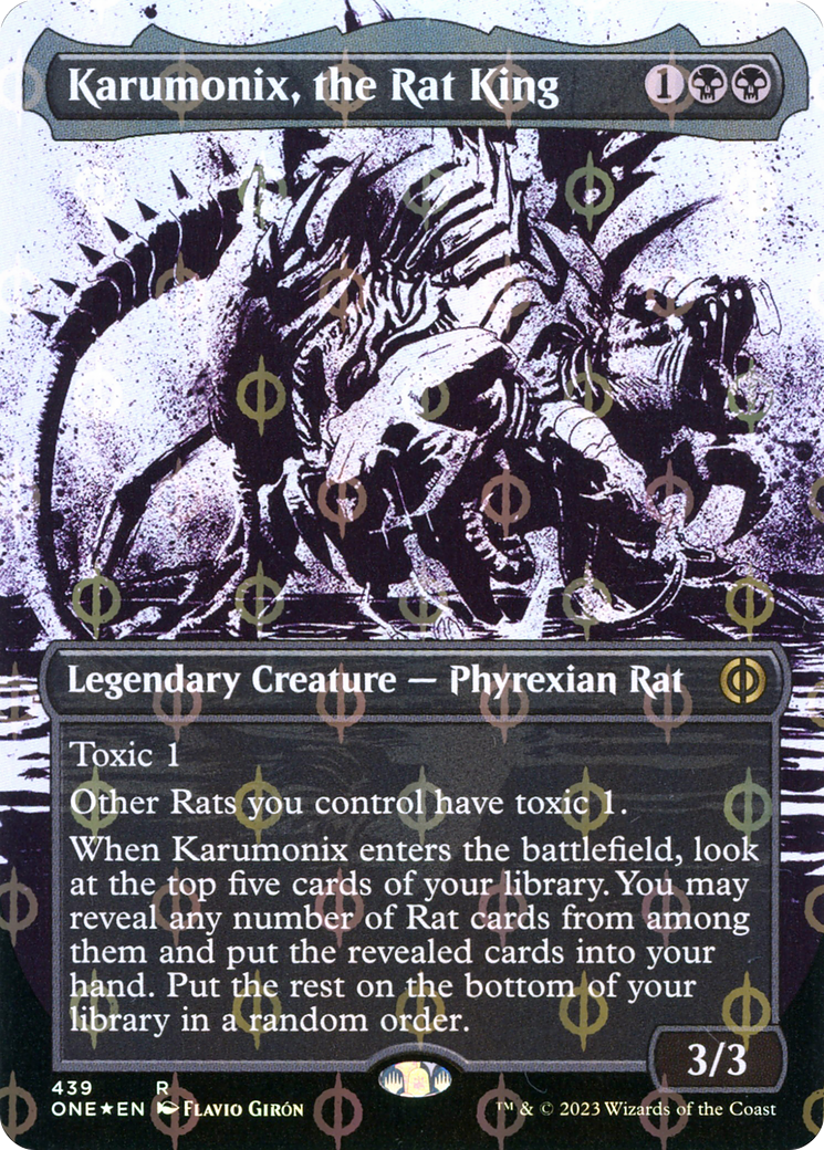 Karumonix, the Rat King (Borderless Ichor Step-and-Compleat Foil) [Phyrexia: All Will Be One] | Dragon's Lair Comics and Fantasy Houston TX