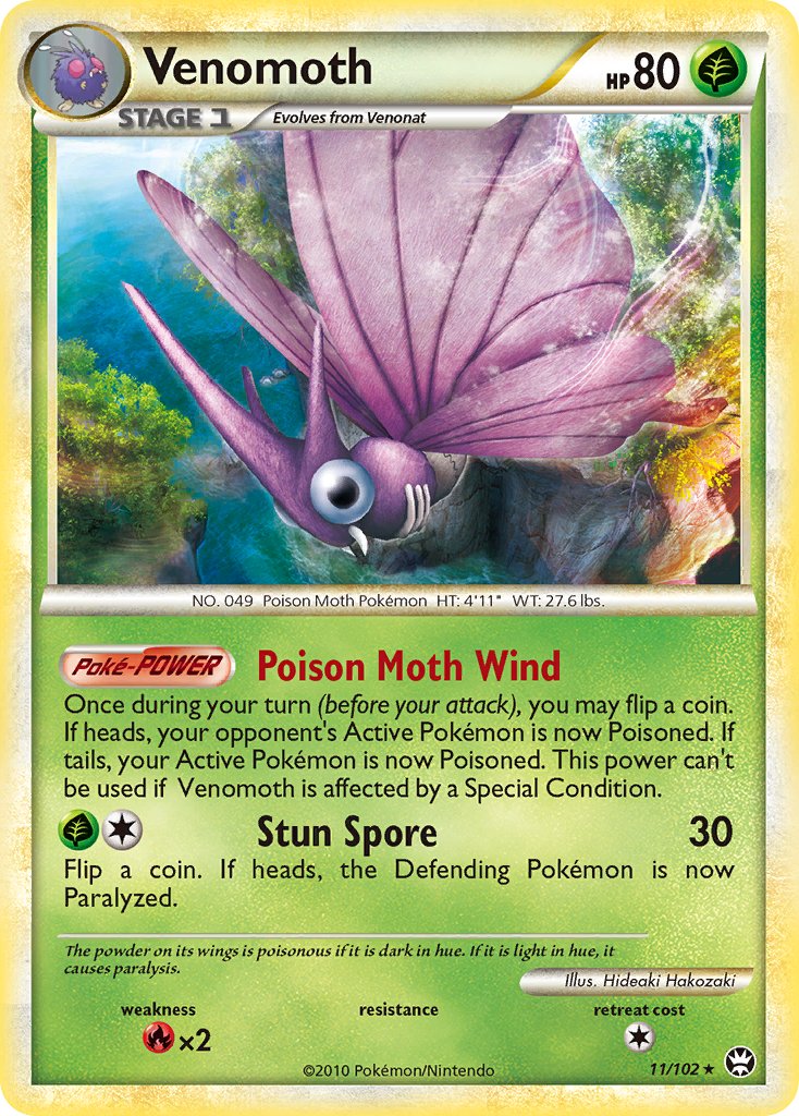 Venomoth (11/102) (Theme Deck Exclusive) [HeartGold & SoulSilver: Triumphant] | Dragon's Lair Comics and Fantasy Houston TX