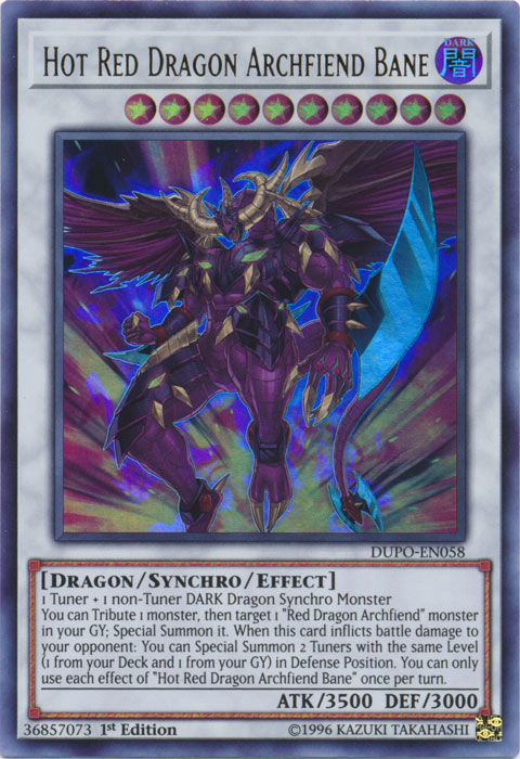 Hot Red Dragon Archfiend Bane [DUPO-EN058] Ultra Rare | Dragon's Lair Comics and Fantasy Houston TX