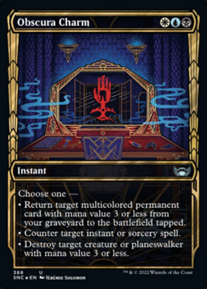 Obscura Charm (Showcase Golden Age Gilded Foil) [Streets of New Capenna] | Dragon's Lair Comics and Fantasy Houston TX