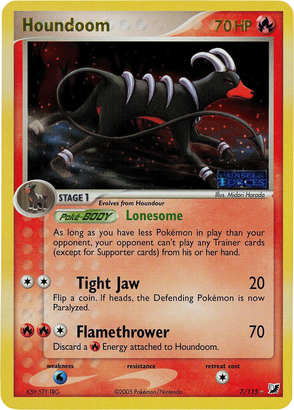 Houndoom (7/115) (Stamped) [EX: Unseen Forces] | Dragon's Lair Comics and Fantasy Houston TX