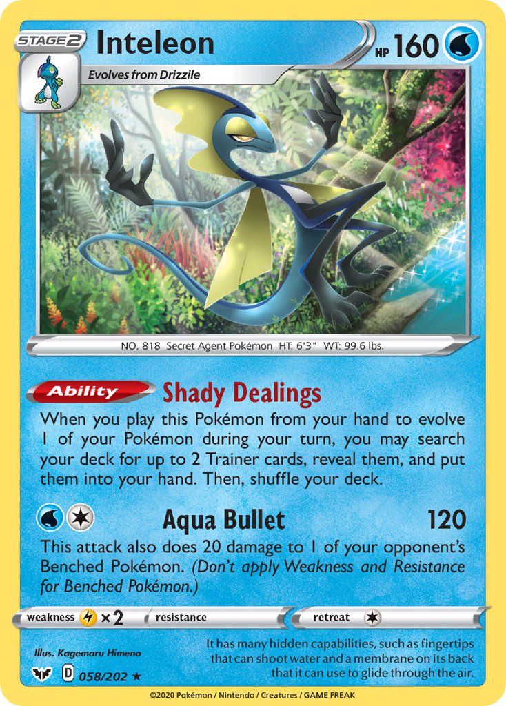 Inteleon (058/202) (Theme Deck Exclusive) [Sword & Shield: Base Set] | Dragon's Lair Comics and Fantasy Houston TX