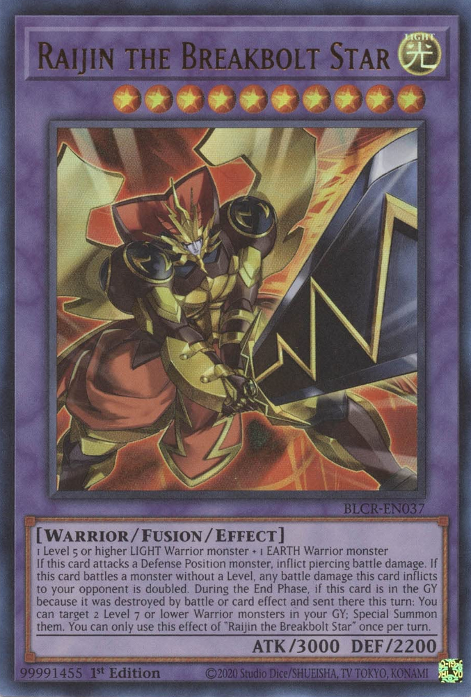 Raijin the Breakbolt Star [BLCR-EN037] Ultra Rare | Dragon's Lair Comics and Fantasy Houston TX