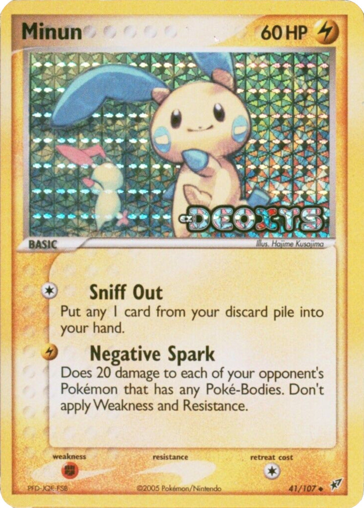 Minun (41/107) (Stamped) [EX: Deoxys] | Dragon's Lair Comics and Fantasy Houston TX