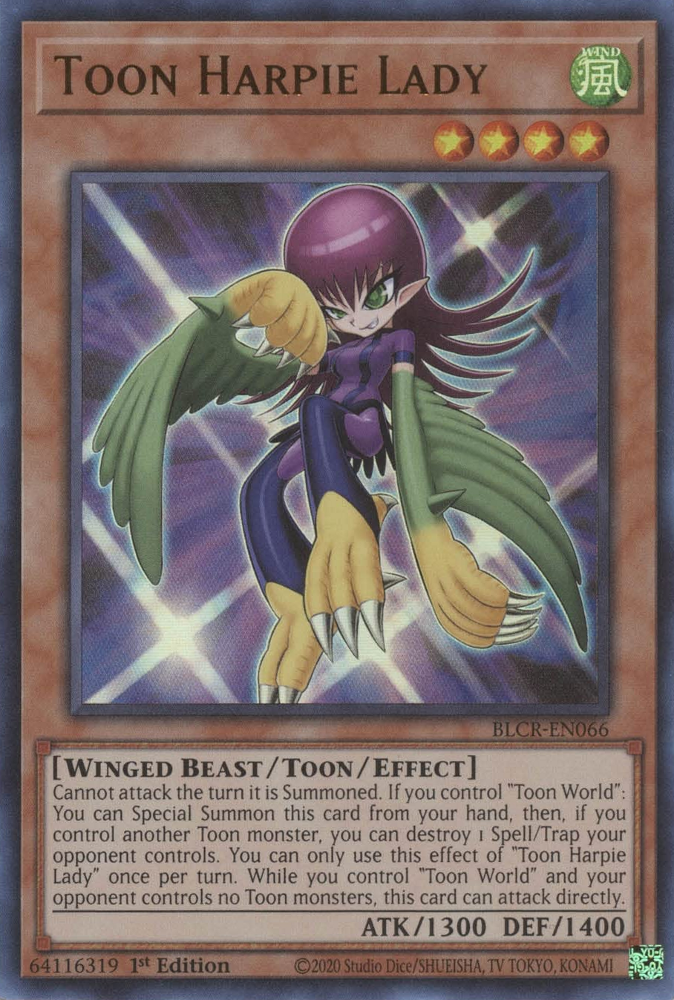 Toon Harpie Lady [BLCR-EN066] Ultra Rare | Dragon's Lair Comics and Fantasy Houston TX