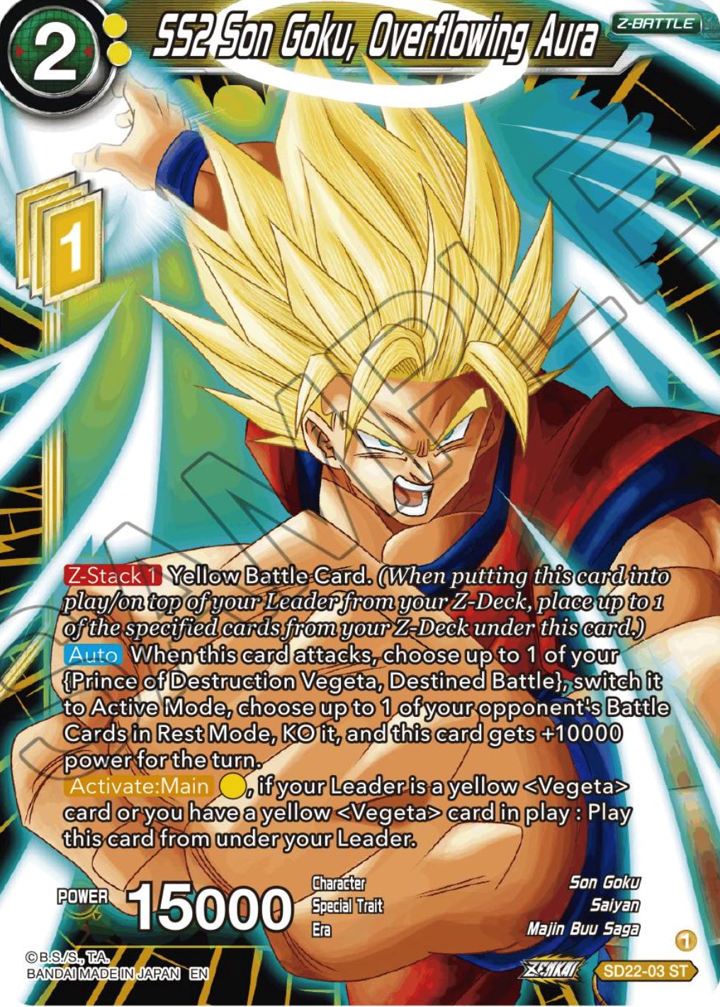 SS2 Son Goku, Overflowing Aura (Starter Deck Exclusive) (SD22-03) [Power Absorbed] | Dragon's Lair Comics and Fantasy Houston TX