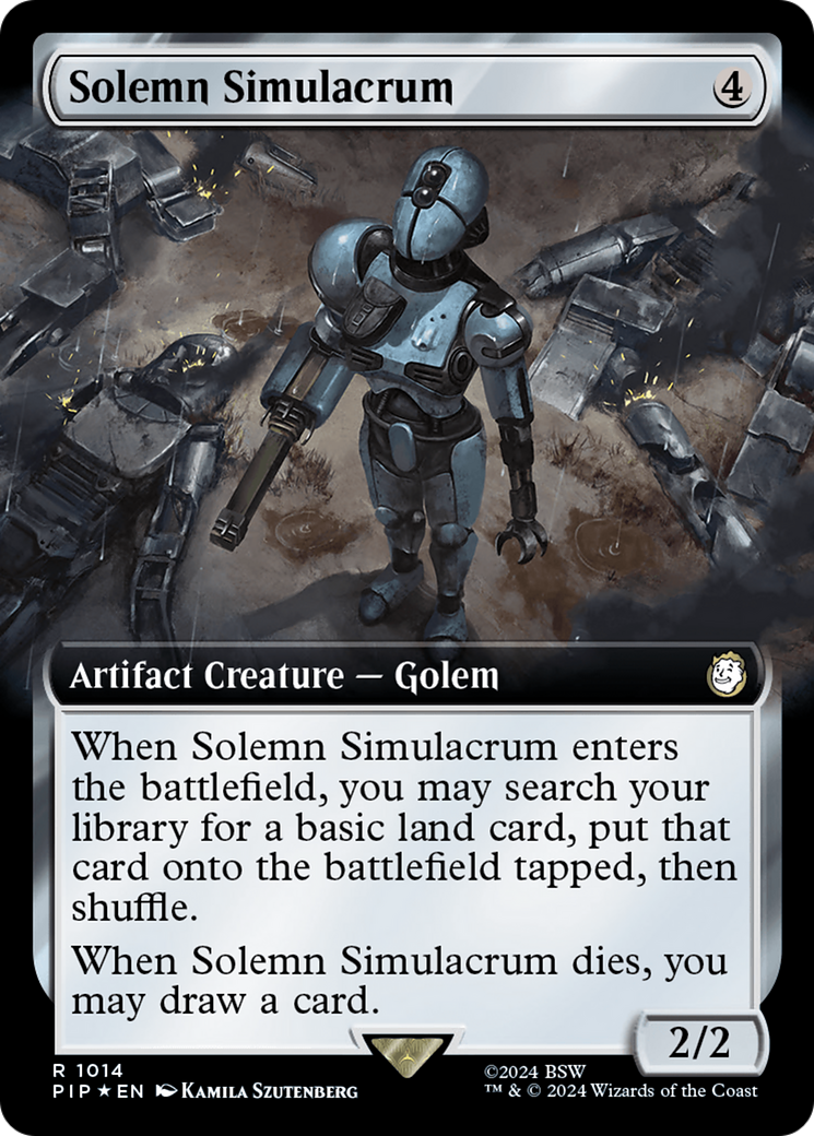 Solemn Simulacrum (Extended Art) (Surge Foil) [Fallout] | Dragon's Lair Comics and Fantasy Houston TX