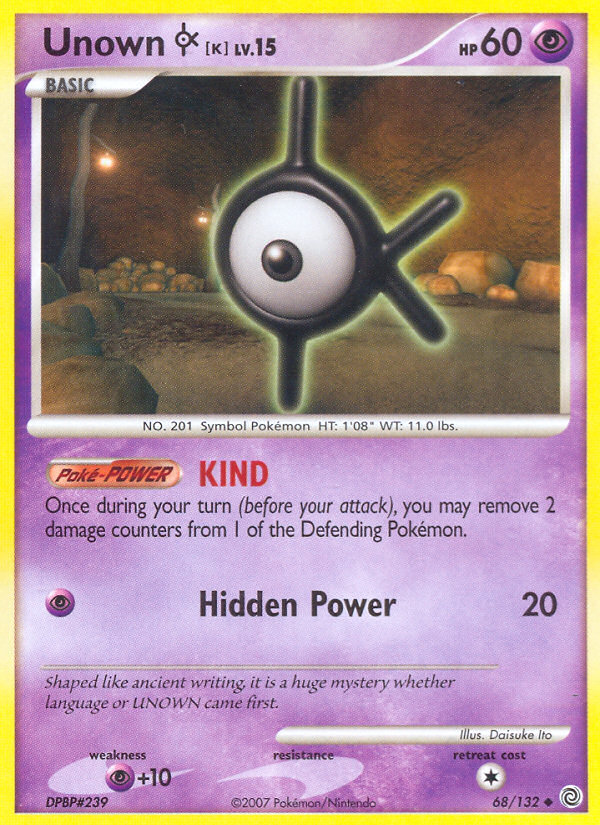 Unown K (68/132) [Diamond & Pearl: Secret Wonders] | Dragon's Lair Comics and Fantasy Houston TX