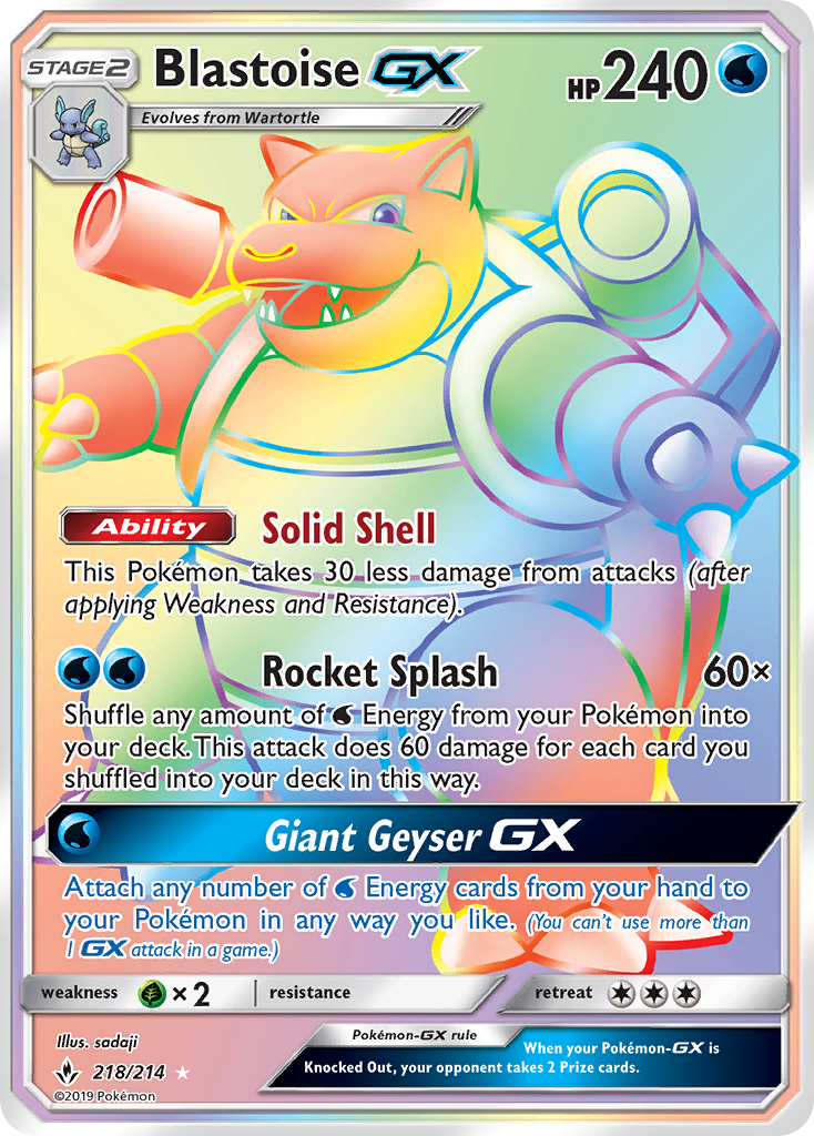 Blastoise GX (218/214) [Sun & Moon: Unbroken Bonds] | Dragon's Lair Comics and Fantasy Houston TX