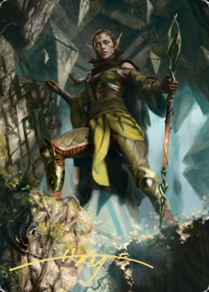 Nissa of Shadowed Boughs 1 Art Card (Gold-Stamped Signature) [Zendikar Rising Art Series] | Dragon's Lair Comics and Fantasy Houston TX