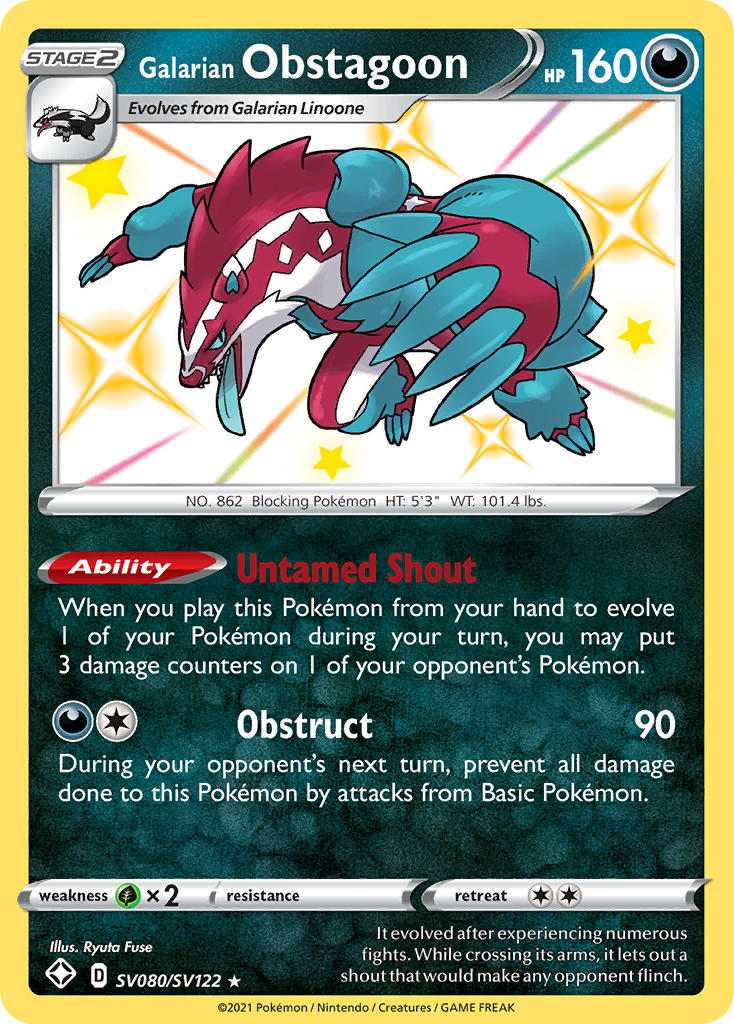 Galarian Obstagoon (SV080/SV122) [Sword & Shield: Shining Fates] | Dragon's Lair Comics and Fantasy Houston TX
