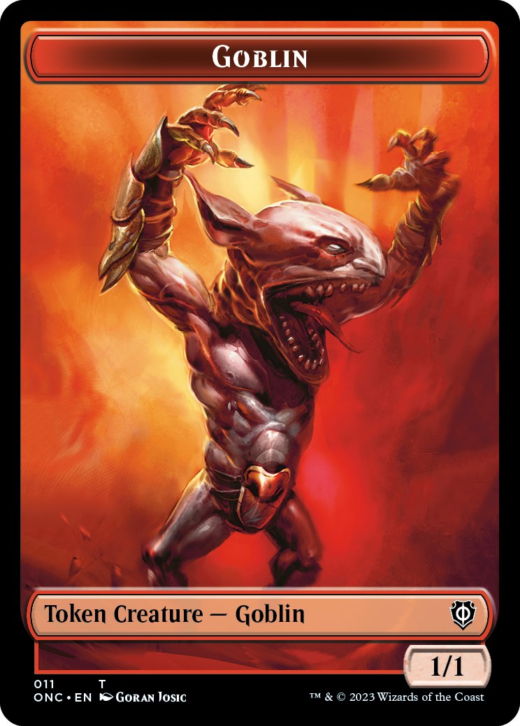 Rebel // Goblin Double-Sided Token [Phyrexia: All Will Be One Commander Tokens] | Dragon's Lair Comics and Fantasy Houston TX