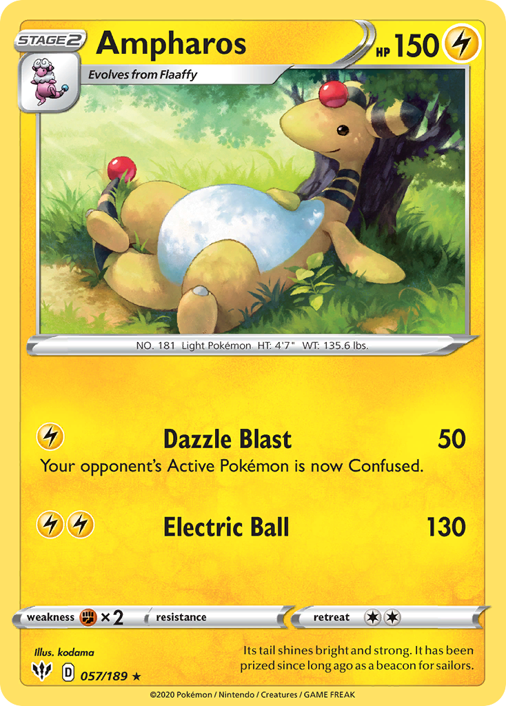 Ampharos (057/189) [Sword & Shield: Darkness Ablaze] | Dragon's Lair Comics and Fantasy Houston TX
