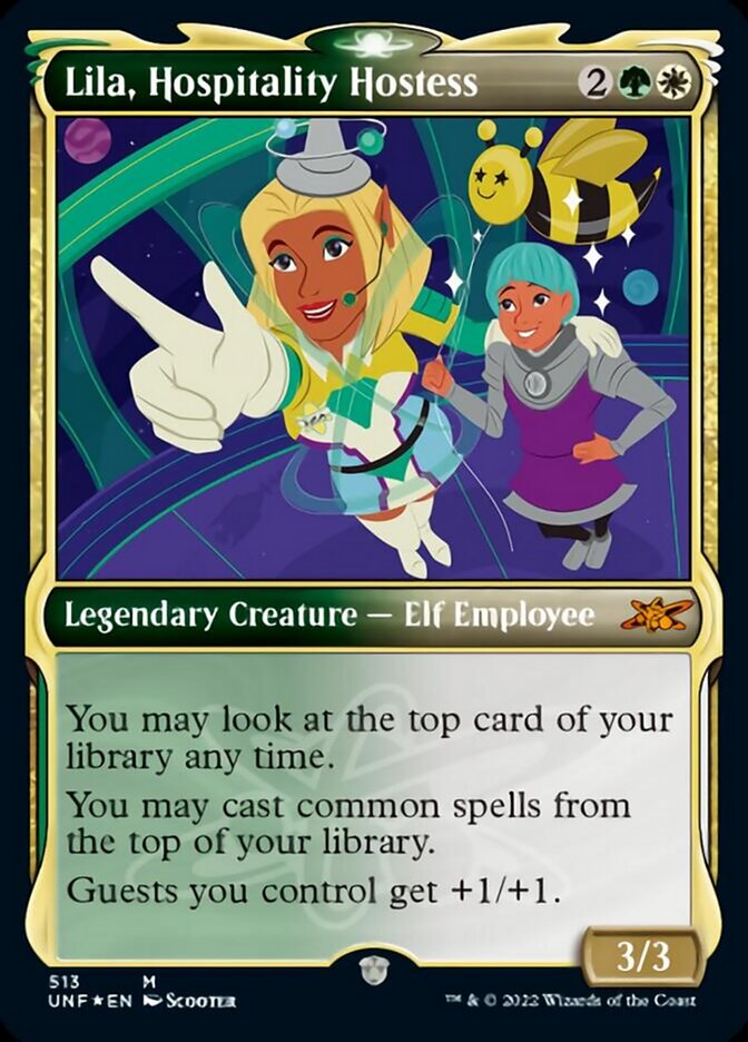 Lila, Hospitality Hostess (Showcase) (Galaxy Foil) [Unfinity] | Dragon's Lair Comics and Fantasy Houston TX