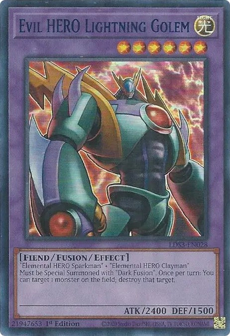 Evil HERO Lightning Golem (Blue) [LDS3-EN028] Ultra Rare | Dragon's Lair Comics and Fantasy Houston TX